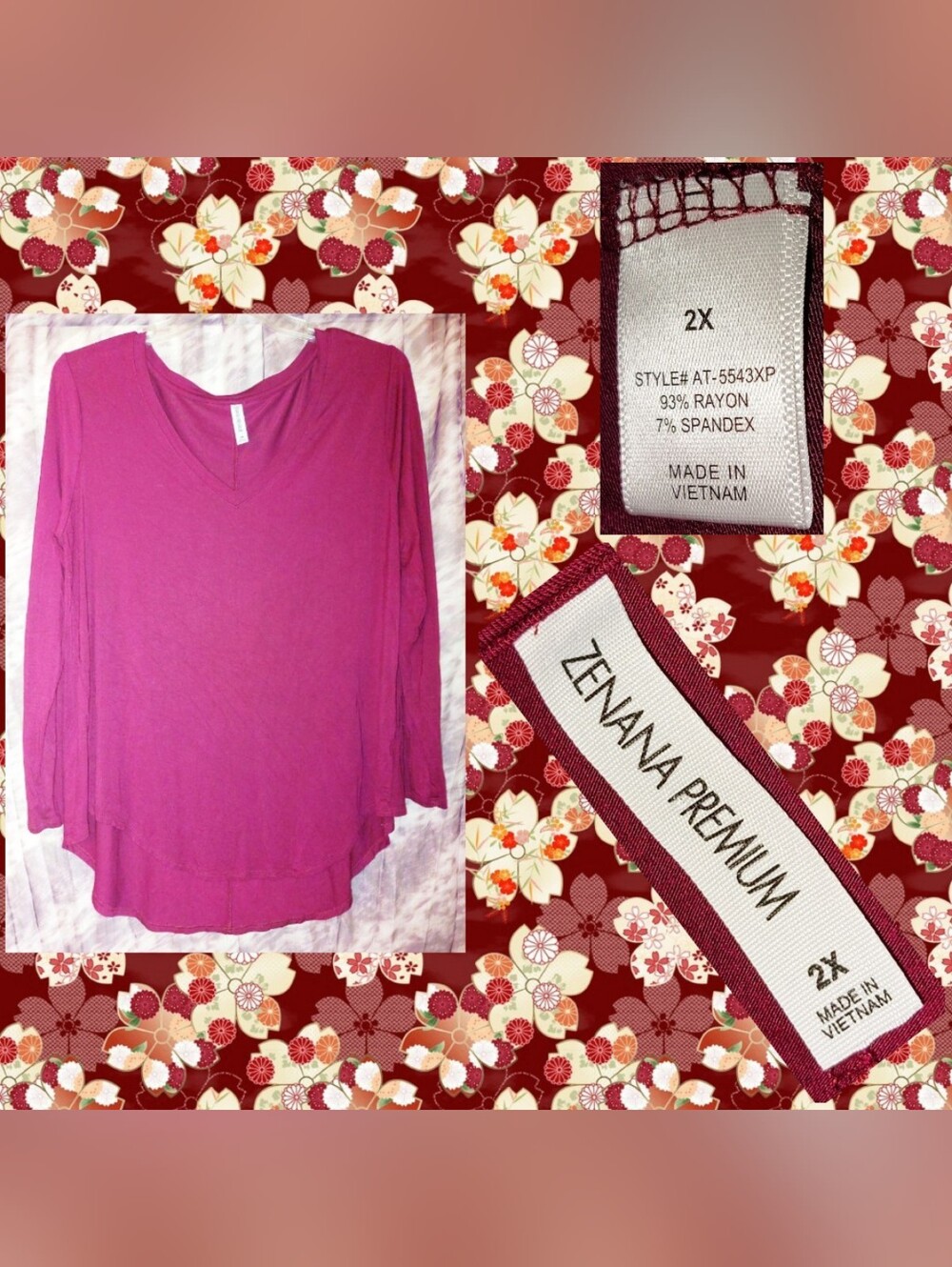 Zenana Premium brand Burgundy L/S Hi-Lo Soft Knit Top Sz 2X(16/18/20)